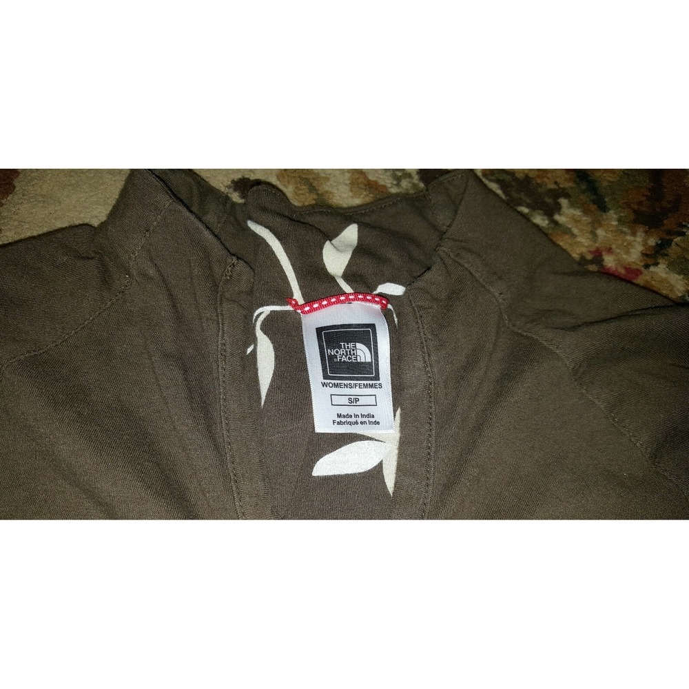The North Face brown cotton V shirt top sz small womens 1/2" Sleeve - Picture 2 of 4